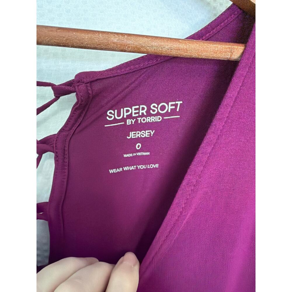 Torrid Purple Super Soft Jersey‎ Knit Babydoll Tie Back Flowy Tiered Tank Size 0 - Picture 4 of 9